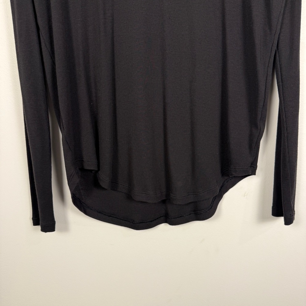Athleta Cloudlight Stratus Long Sleeve Tee Black Modal Ribbed XS - Picture 5 of 8